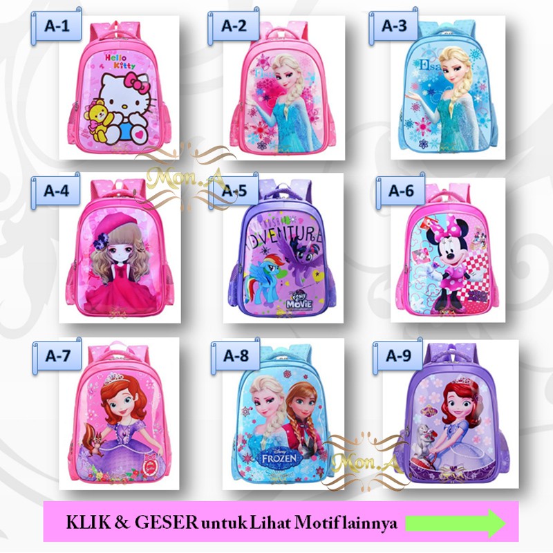 Tas Ransel Sekolah Anak SD / TK / PG Backpack karakter Cewek Girls - M0168