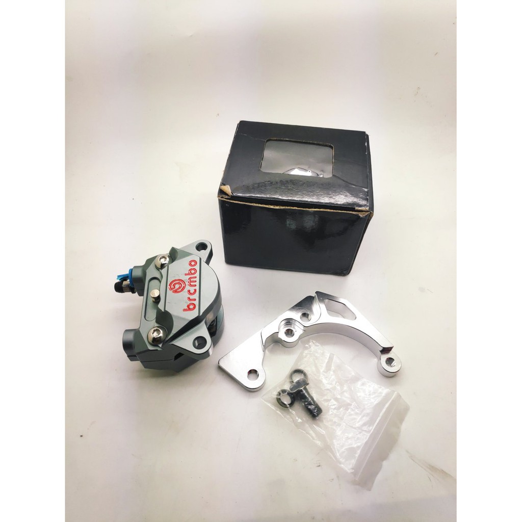 KALIPER DEPAN NMAX BREMBO GREY TITANIUM CNC PLUS BRAKET KALIPER