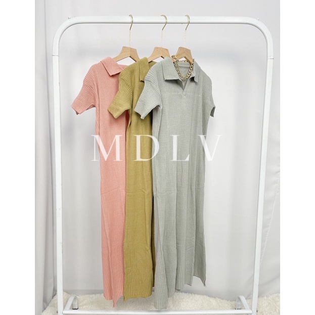 MDLV ~ Dress Sandra Rajut Cream Dress Kemeja Rajut Fashion Wanita