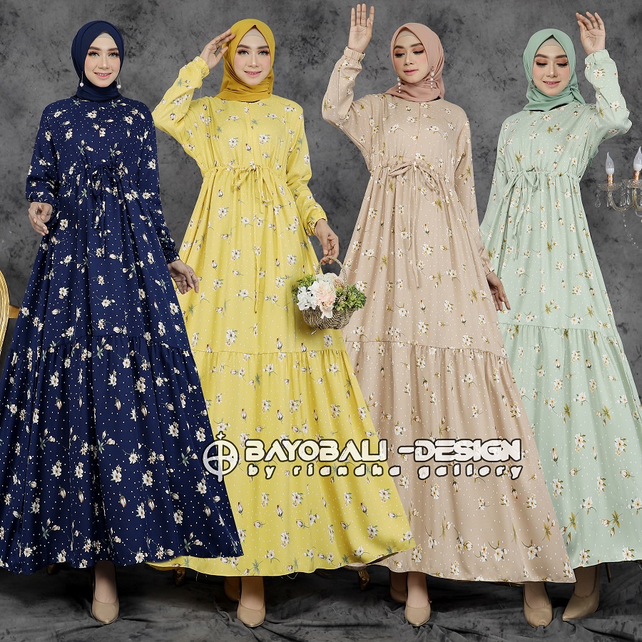 Baju Gamis Wanita Motif Bunga Kecil Terbaru - Home Dress Wanita Jumbo - Pakaian Wanita Termurah- Baj