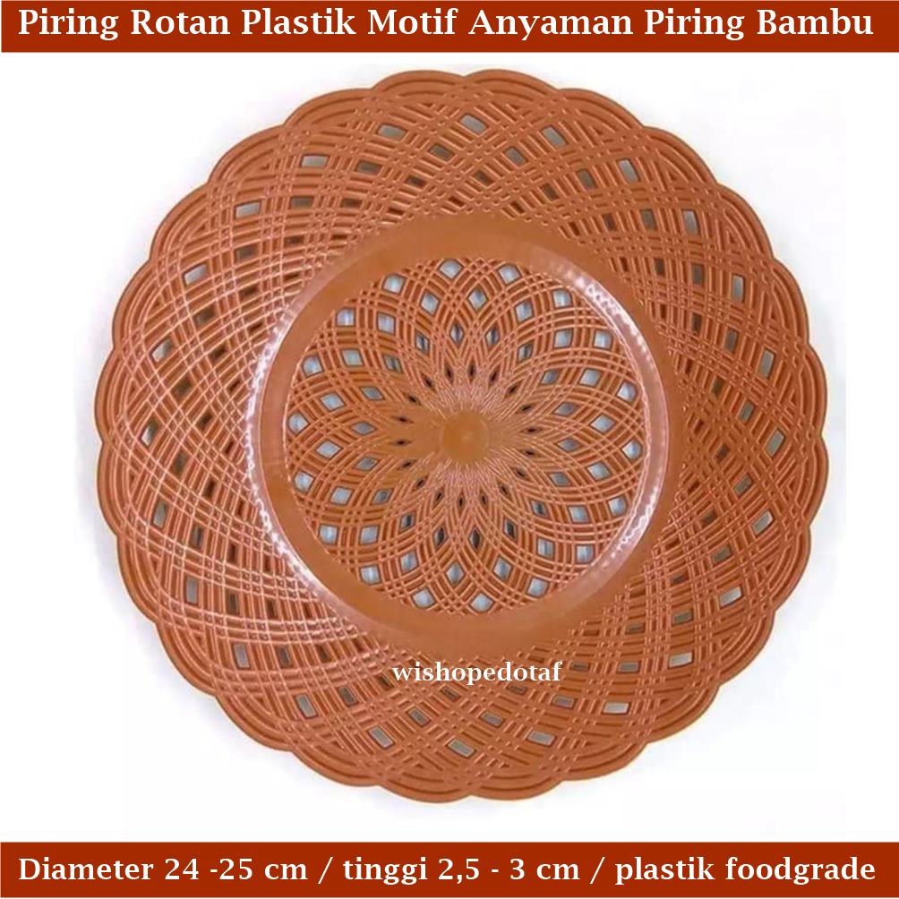 Piring Anyaman Rotan Plastik Motif Piring Bambu