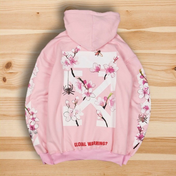 off white sakura pink hoodie