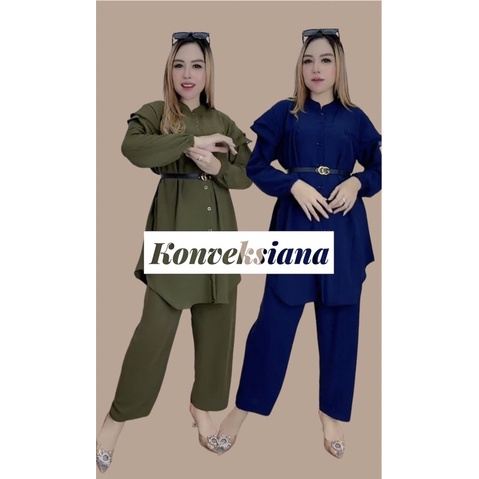 ONE SET TUNIK NABILA TERBARU | ATASAN BAWAHAN WANITA ELEGAN CRINCLE PREMIUM