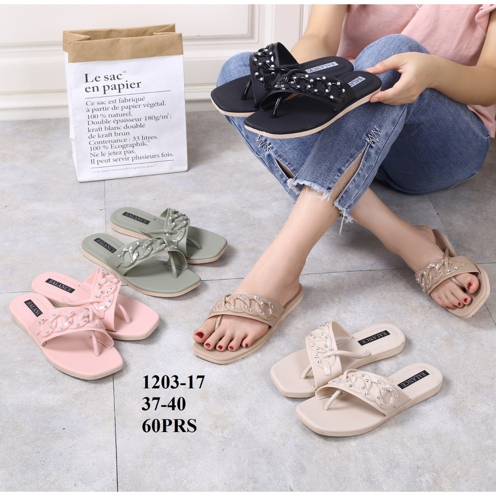 ✨ COD ✔️ Balance 1203 1 Sendal Jepit Sisi Kecil &amp; Lebar Sandal Wanita Original Jelly Lentur Elegant