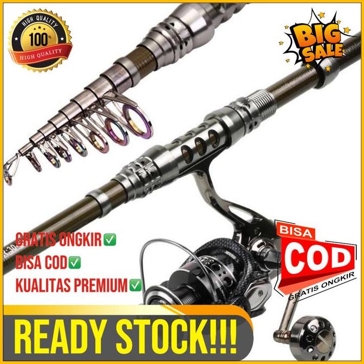 Sougayilang Joran Pancing Teleskopis Bahan Karbon Dengan Spinning Reel