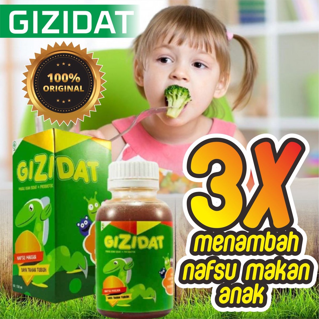 GIZIDAT Vitamin Penambah Nafsu Makan Berat Badan Anak & Bayi - Suplemen Madu Temulawak Asli Original