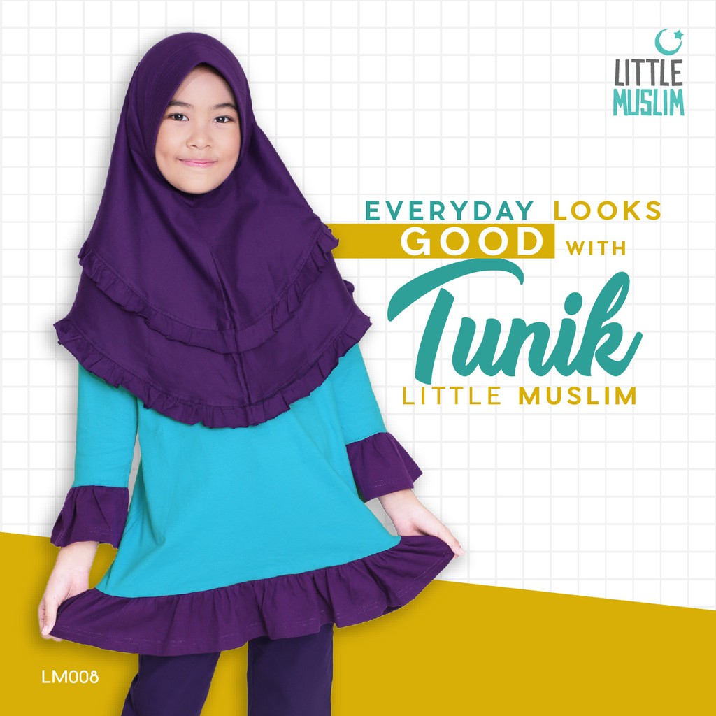 Set Tunik dan Jilbab Anak Little Muslim by Afrakids