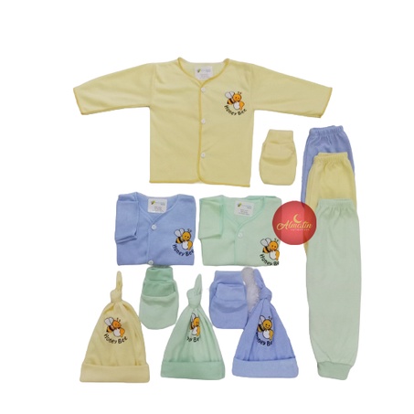 Set Piyama Bayi Baru Lahir / Piyama Panjang Set Topi dan Sarung Tangan / Baju Bayi Polos