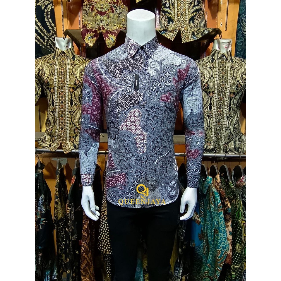 Agrapana Batik Slim Fit Batik Premium Kemeja Baju Batik Pria Lengan Panjang Slimfit Modern Ans Batik