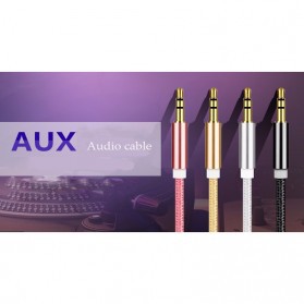 Kabel Jack Aux Audio Nylon 3.5mm Stereo HIFI Gold Plated