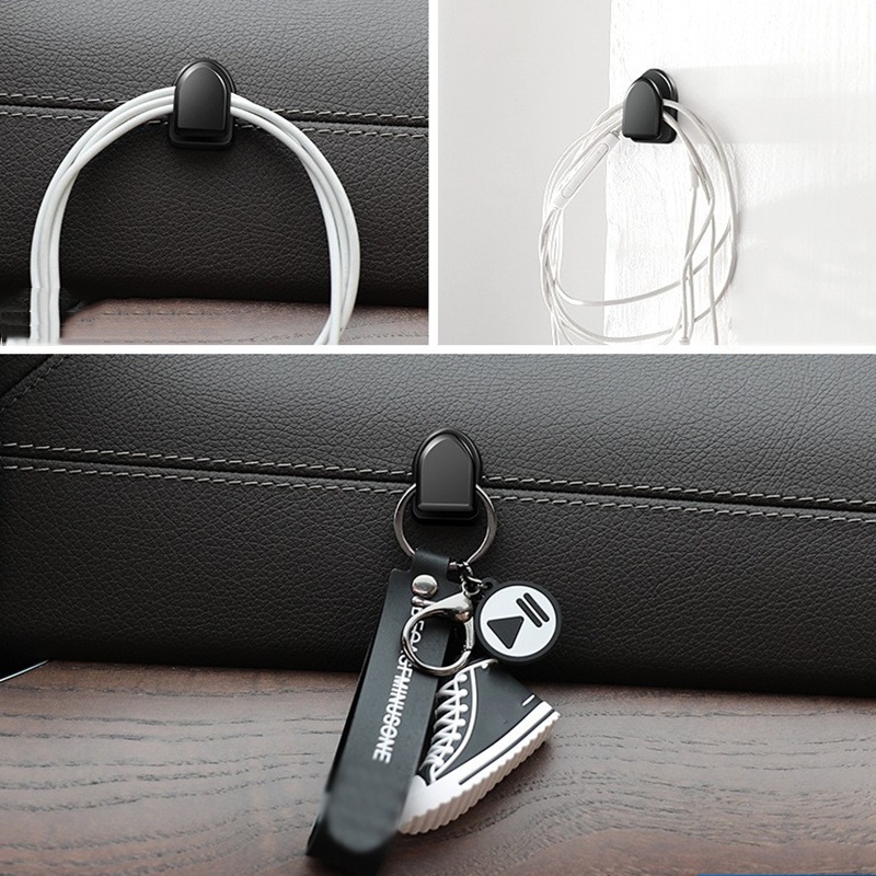 Kait Holder Penyimpanan Kunci / Kabel USB / Earphone Multifungsi Dengan Perekat Untuk Mobil