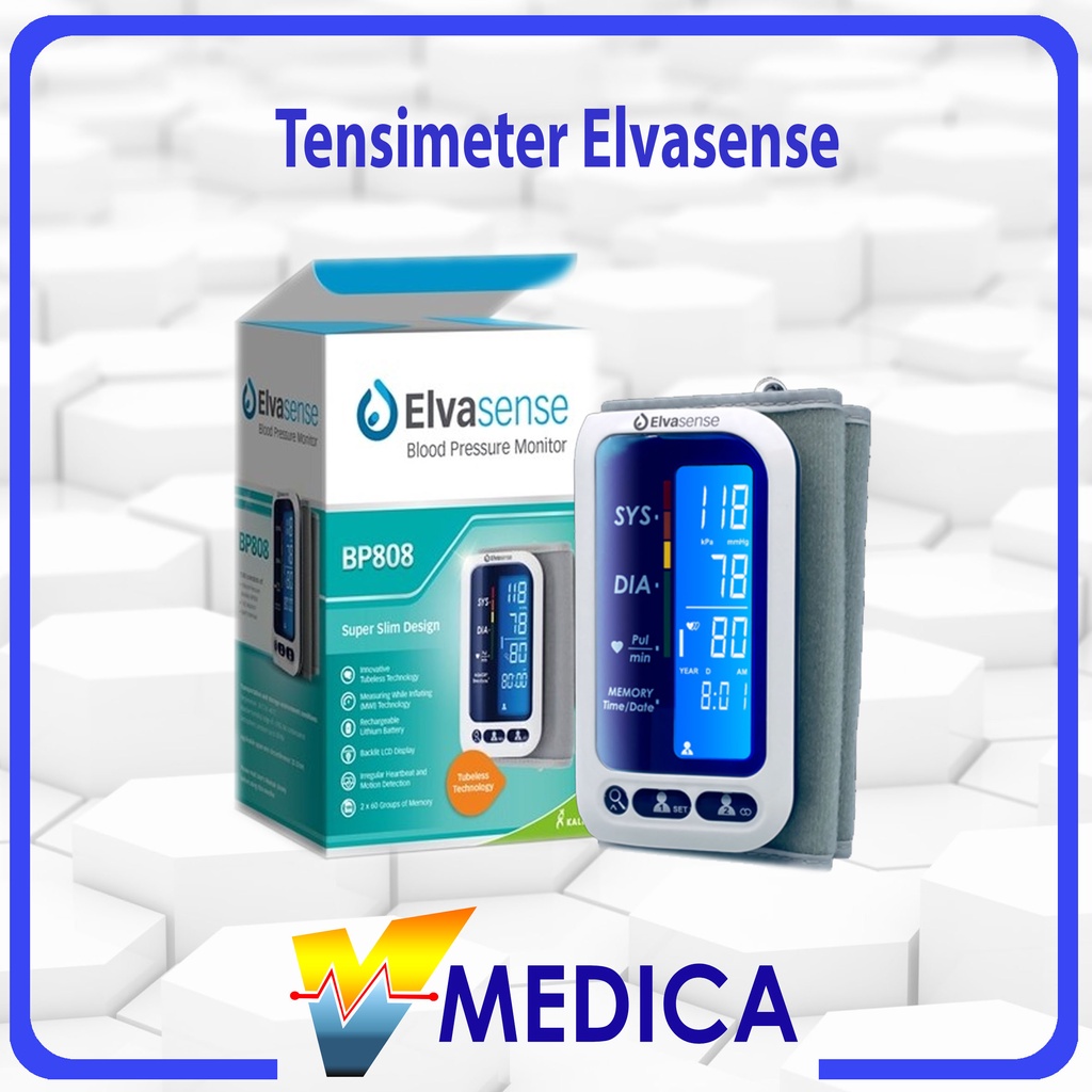 Tensi Meter Digital ElvaSense Tubeless BP808 / Alat Ukur Tekanan Darah Digital