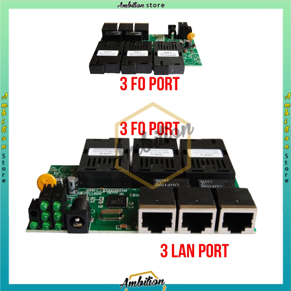 10/100M single mode 3FO 3LAN  3F3E Reverse POE Media Converter HTB Green Board