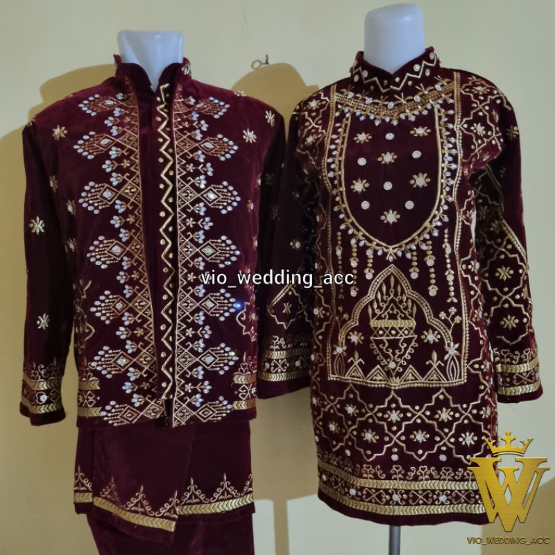 Baju pengantin bludru super Bordir