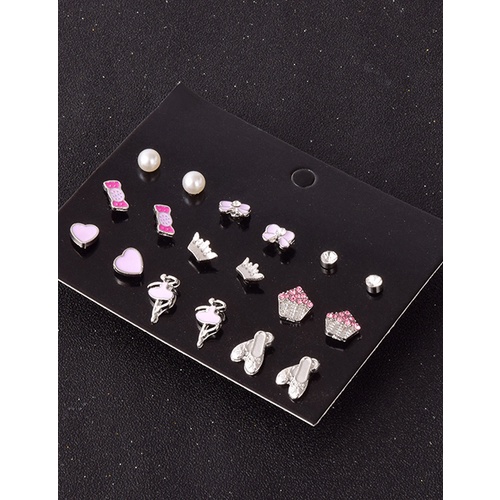 LRC Anting Set Fashion Pink Drop Oil Combination Set Earrings V35412