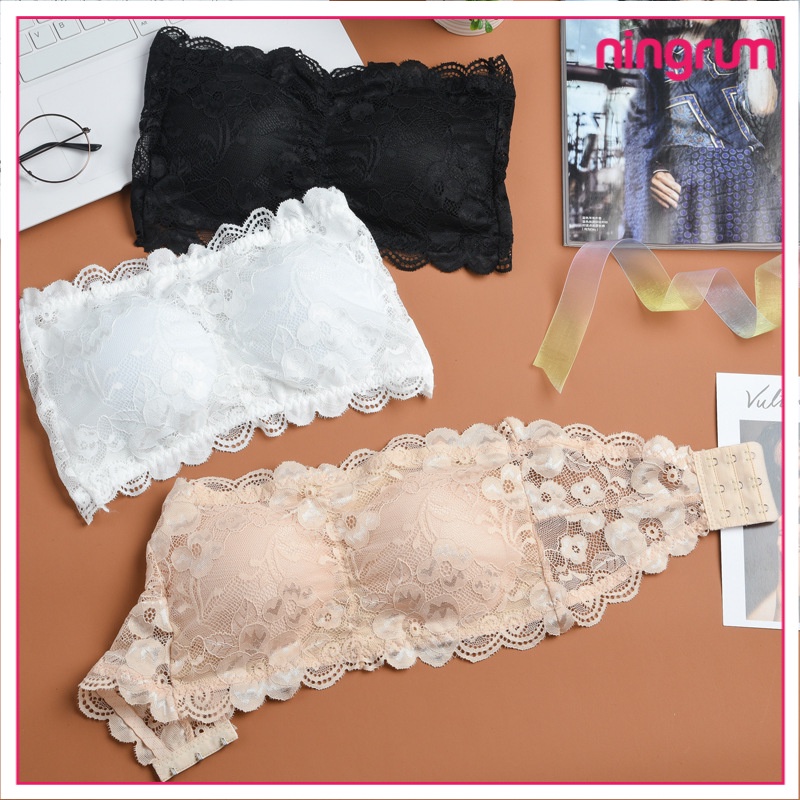 Ningrum Pakaian Dalam Bra Wanita BH Wanita kemben dengan busa bh renda import beha bandeau crop top - 2027