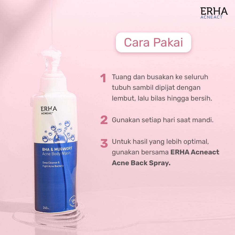 ERHA Acneact Acne Body Wash BHA &amp; Mugworth 240ml - Sabun Badan Jerawat @MJ