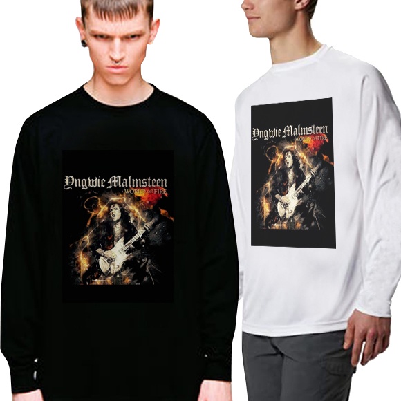 Longsleeve Tshirt Yngwie Malmsteen World On Fire Kaos Tangan Panjang Bahan Katun Casual Premium Cott