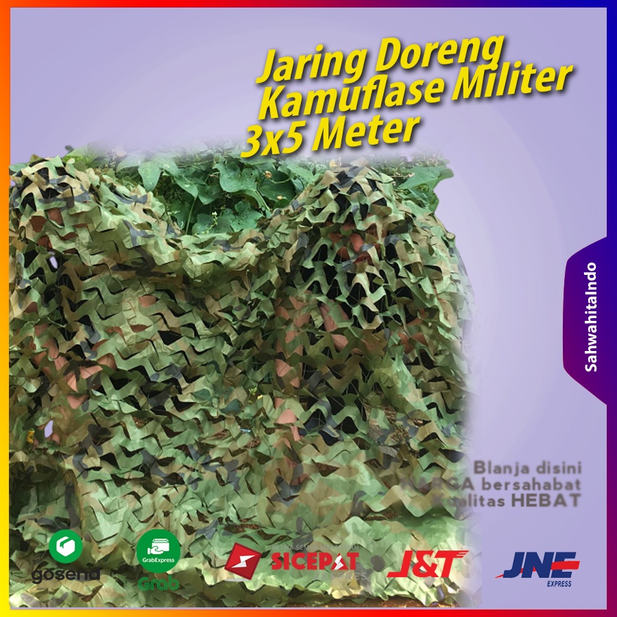 Jaring Doreng Loreng Net Kamuflase Militer 3x5 Meter Kain Penyamar Samar Menyamar Climbing Panjat Te