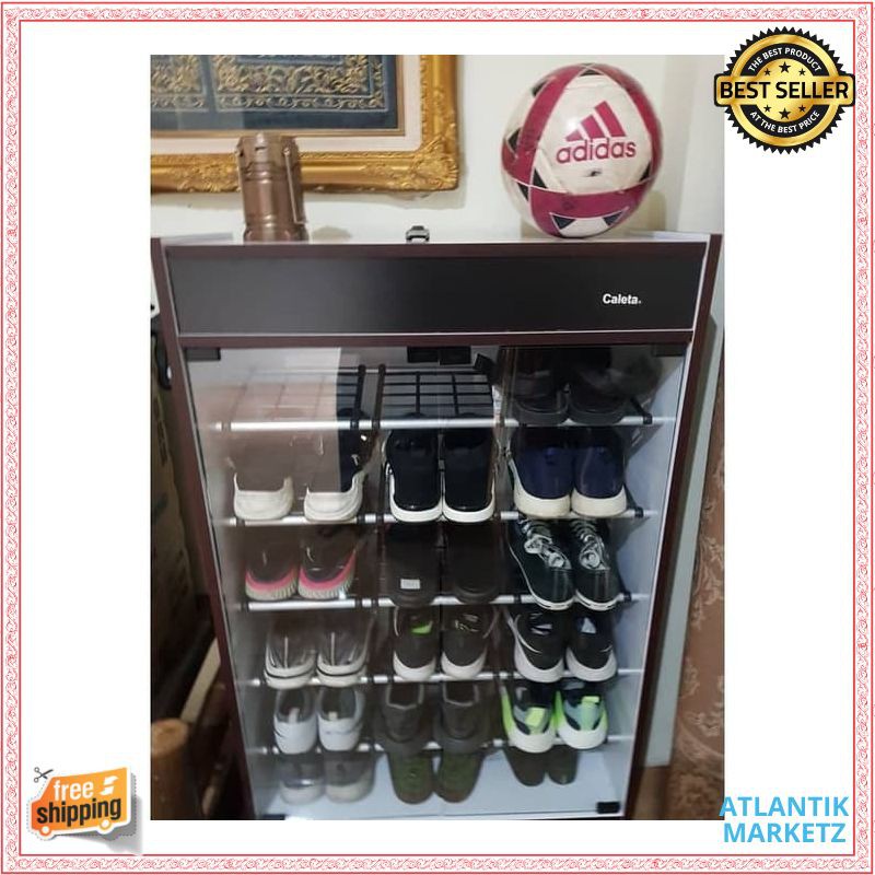 RAK SEPATU / RAK SANDAL KACA / RAK SEPATU KAYU PARTIKEL