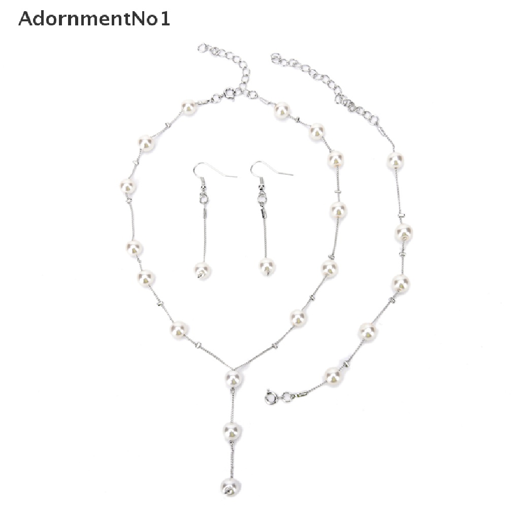 (AdornmentNo1) Set Kalung + Gelang + Anting Gantung Tusuk Lapis Emas Multilayer Aksen Mutiara Imitasi Untuk Wanita