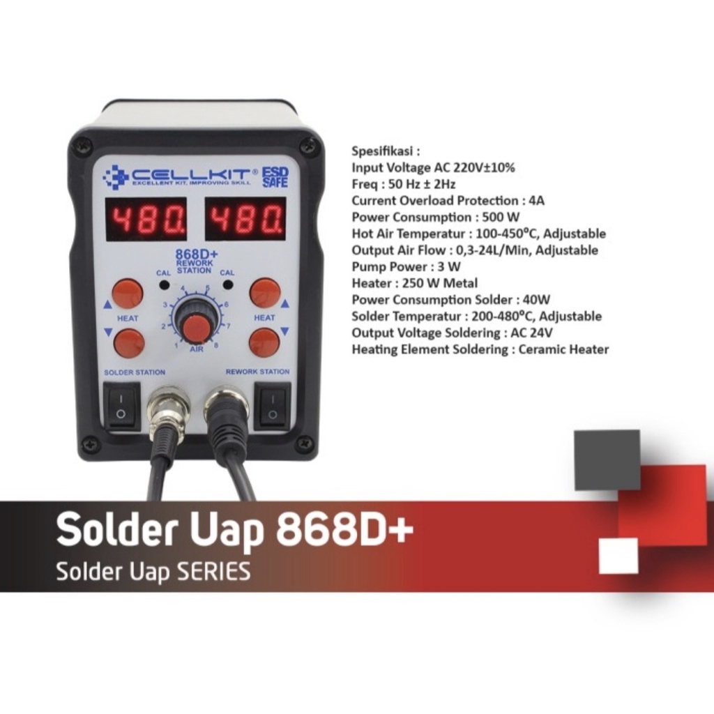 SOLDER UAP CELLKIT 868D+ DIGITAL 2IN1 + SOLDER / BLOWER / ALAT SERVIS SERVICE HP LENGKAP TERLENGKAP TERMURAH