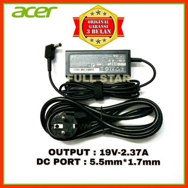 Adaptor Charger Laptop Acer ES1-131ES-132  A314-32 A315 ES 11 ES 14 ES1-420 ES1-421 ES1-431 ES1-432 ES1-512 E5-522 E5-471 E5-473 E5-572 V5-572 19V-2.37A ORIGINAL