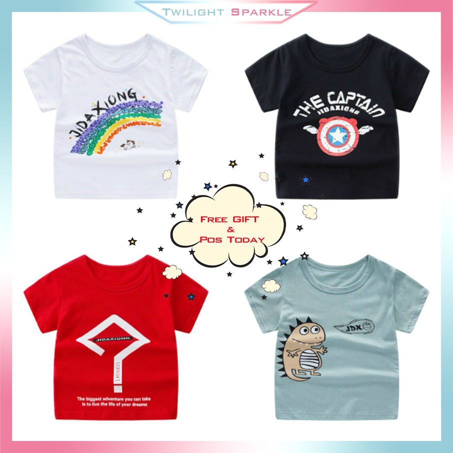 ãTSã2 13Y Kaos T Shirt Katun Uni Lengan Pendek Gambar Kartun Untuk Musim Panas