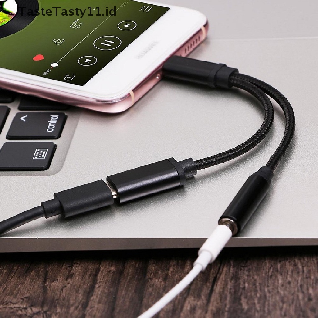 【TasteTasty】 Type-C to Type C 3.5mm Adapter 2 in 1 Splitter Adaptateur Audio AUX Adapter   ID