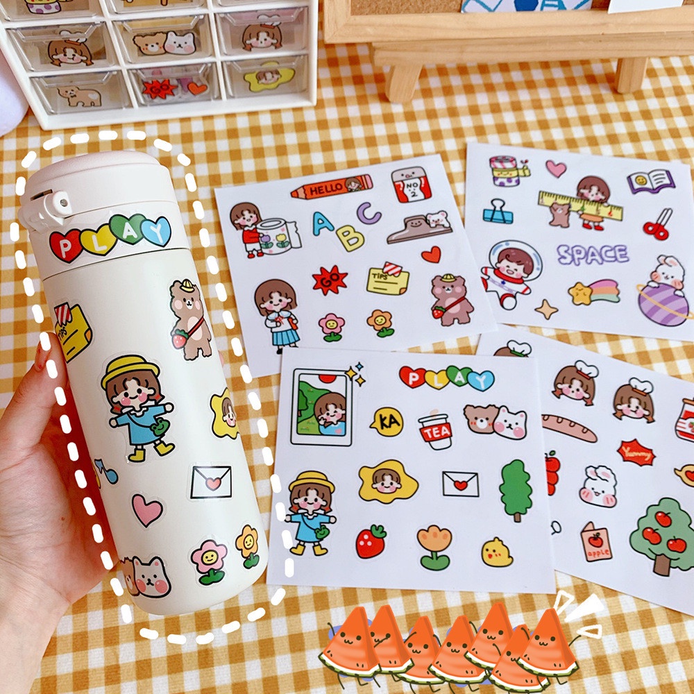 Magic789 Lovely Girls Apple Bear Rabbit Stickers for Bottles Cellphone DIY Decals