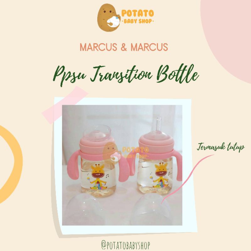 Marcus &amp; Marcus PPSU Transition Straw Trainer Bottle 180ml &amp; 300ml - botol minum anak