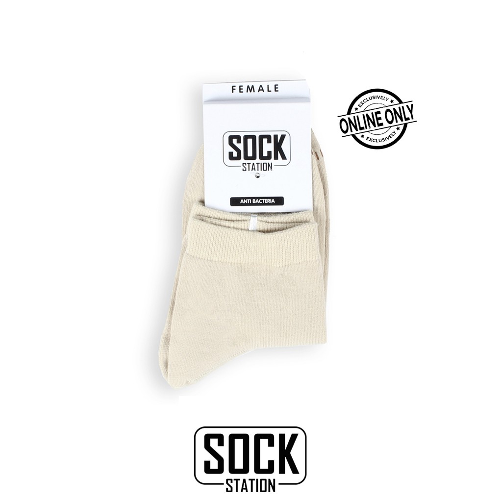 MUNDO SOCK STATION Women Casual Ankle Sock - Kaos Kaki Wanita Pendek-CREAM