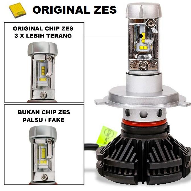 Lampu LED X3 ZES Mobil H1 H3 H7 H11 HB3 HB4 H4 3 Warna Motor