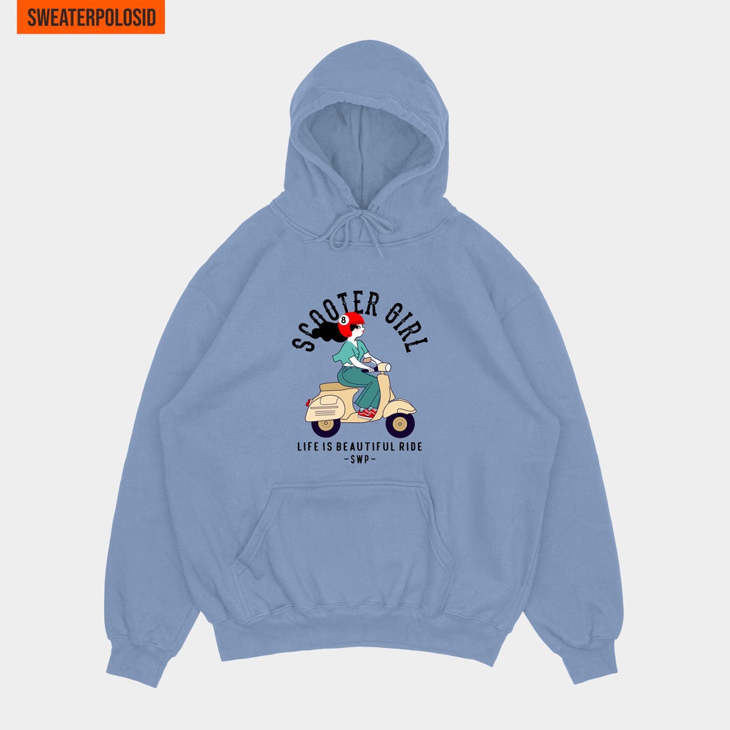 SWEATERPOLOSID Hoodie Jumper Scooter Girl S - XXL (Pria & Wanita)-STEEL BLUE