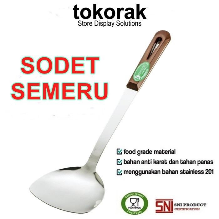 SPATULA STAINLESS STEEL KOMODO – SODET GAGANG MOTIF KAYU SEMERU