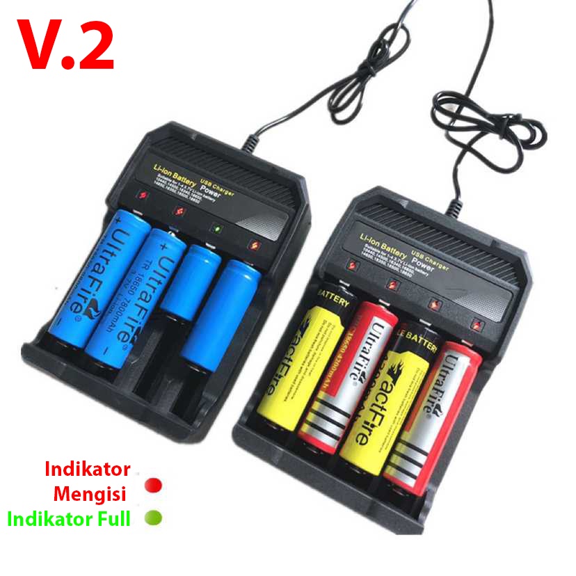 Charger Baterai 18650 4 Slot USB Battery 10440 14500 16340 16650 14650 18350 Batere Batre