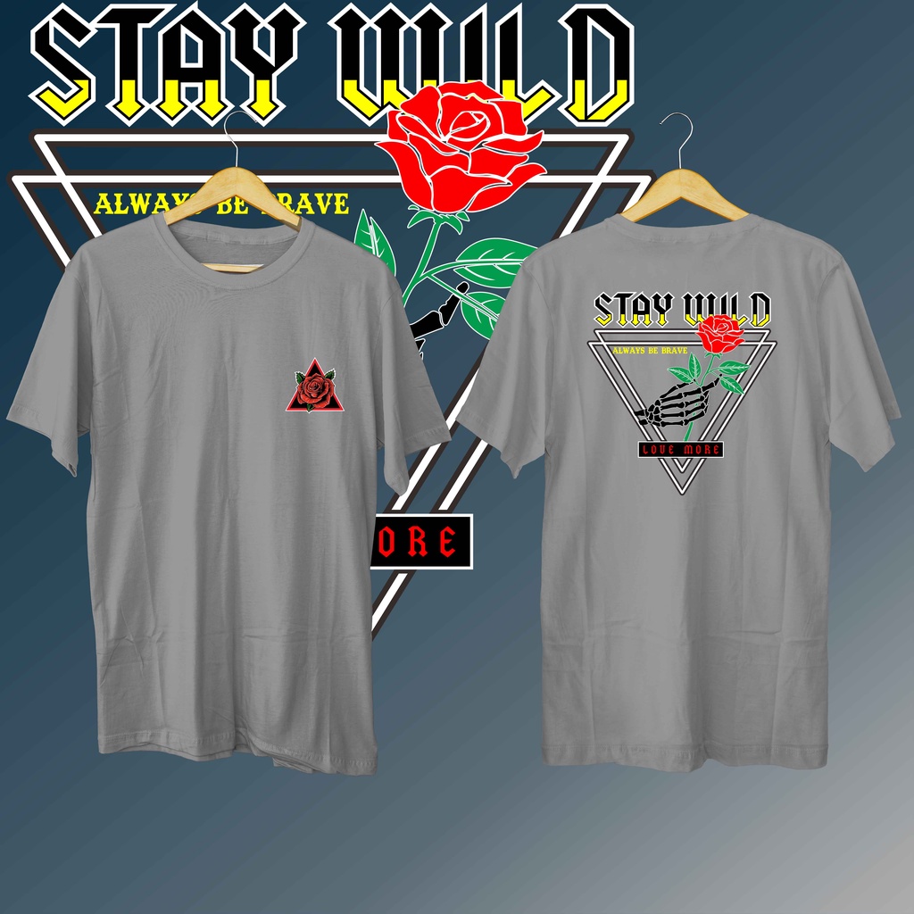 KAOS DISTRO PRIA GAMBAR BELAKANG&quot;ROSE WILD&quot;cotton combed 30s/kaos lengan pendek/atasan terbaru