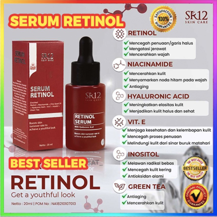 SERUM RETINOL SR12 / SERUM RETINOL / SERUM ANTI AGING / SERUM ANTI PENUAAN / ANTI WRINKLE / MENGATASI JERAWAT