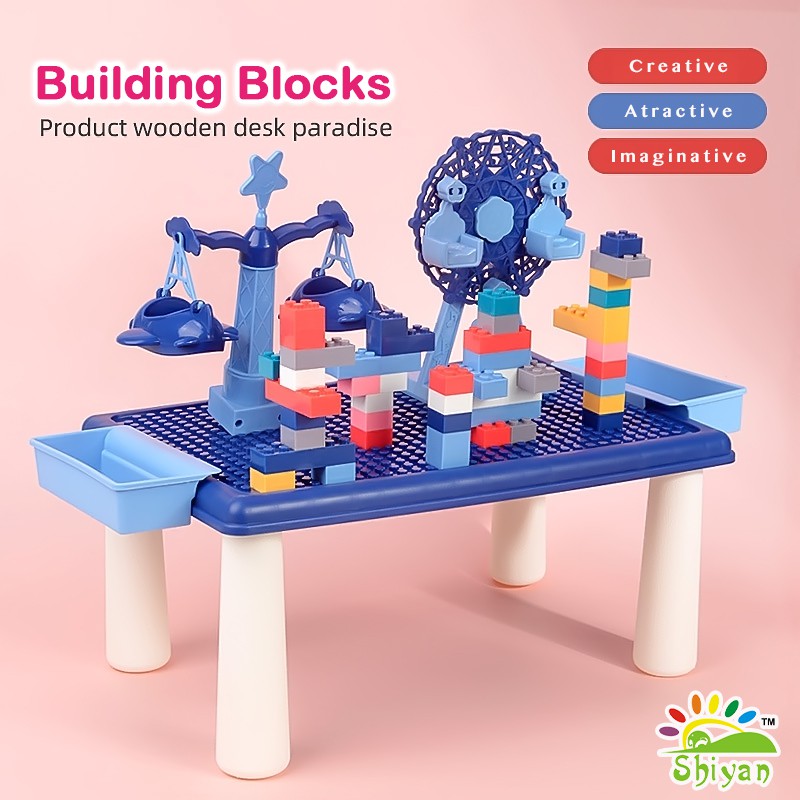 [Shiyan] Mainan edukasi anak / mainan blok 69 pcs puzzle blocks set with mini table set