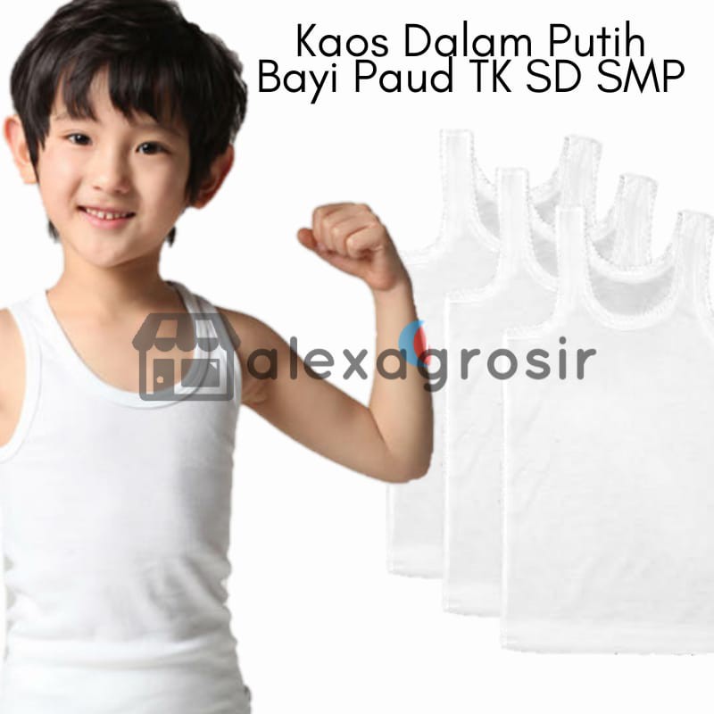 GROSIR KAOS DALAM ANAK PUTIH/ SINGLET ANAK TK SD SMP-ALEXAGROSIR