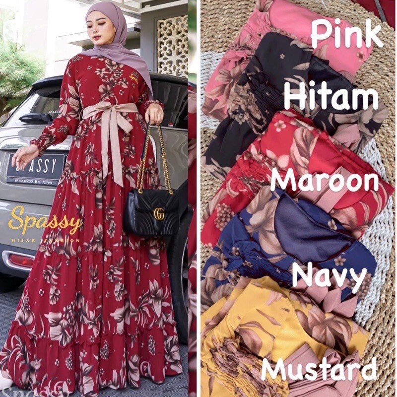 SALE !! GAMIS CERUTY PRINTING SQUARE YUNDY JASMINE AINUN #2 MIPOSA - Maxy Dress Bahan Ceruty Wolfis Motif