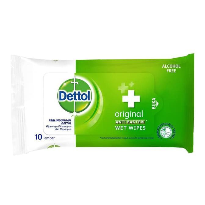 (Sale) Dettol Anti Bakteri Wet Wipes Original Isi 10 Lembar / Tisu Basah