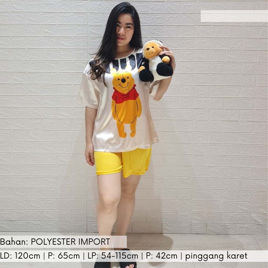 3460 pajamas pooh short one set import baju tidur