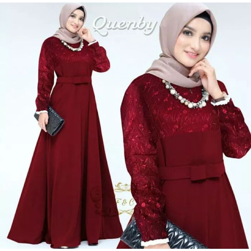 gamis mislim quinby model terbaru kekinian 2022 baju kondangan/baju muslim kekinian