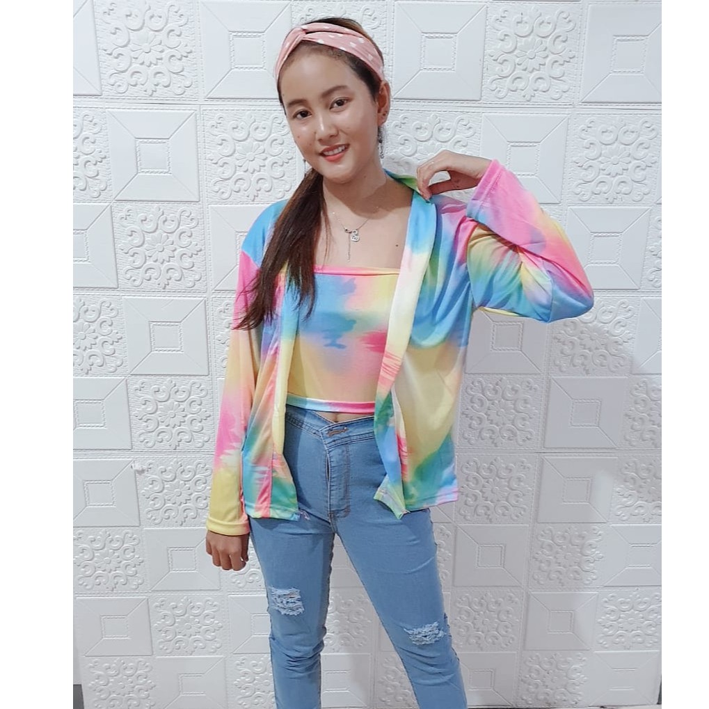 Set Cardigan Outer Tie Dye + Kemben Fit XL