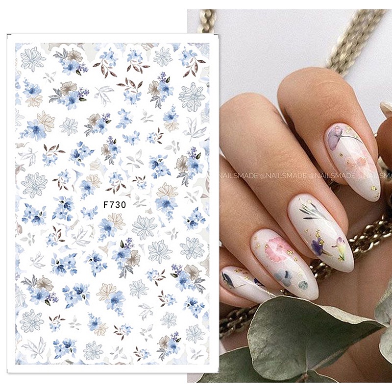 Charms Stiker Kuku 3d Motif Bunga / Daun Warna Hitam / Pink Untuk Dekorasi Nail Art / Manicure