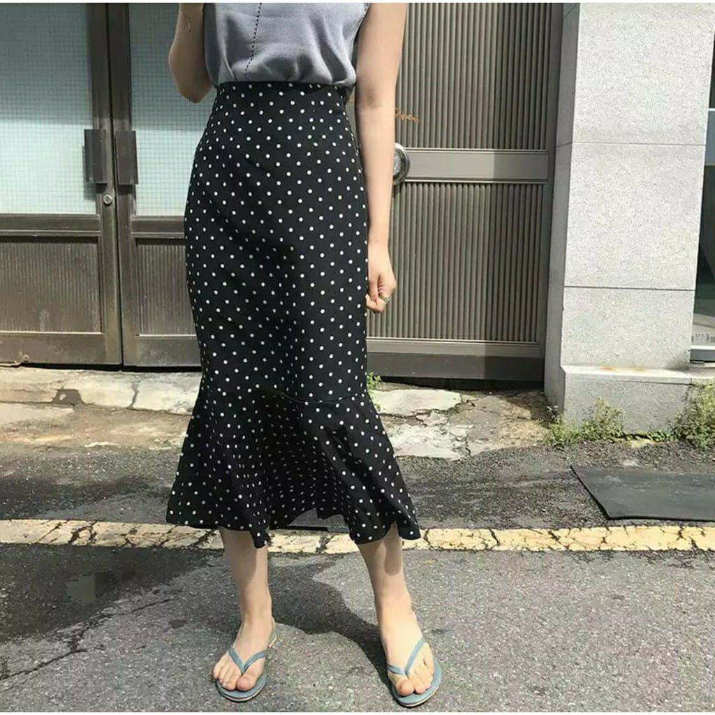 BEFAST - ZEC OOTD Wanita Rok Korean DESYANA / Byeol Polka Midi Skirt / Rok Di Bawah Dengkul / Rok Wanita Polkadot Kekinian / Rok Terbaru