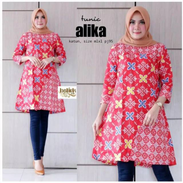 Tunik Alika Batik Modern Murah Kasual Muslimah Cantik Seragam Kerja