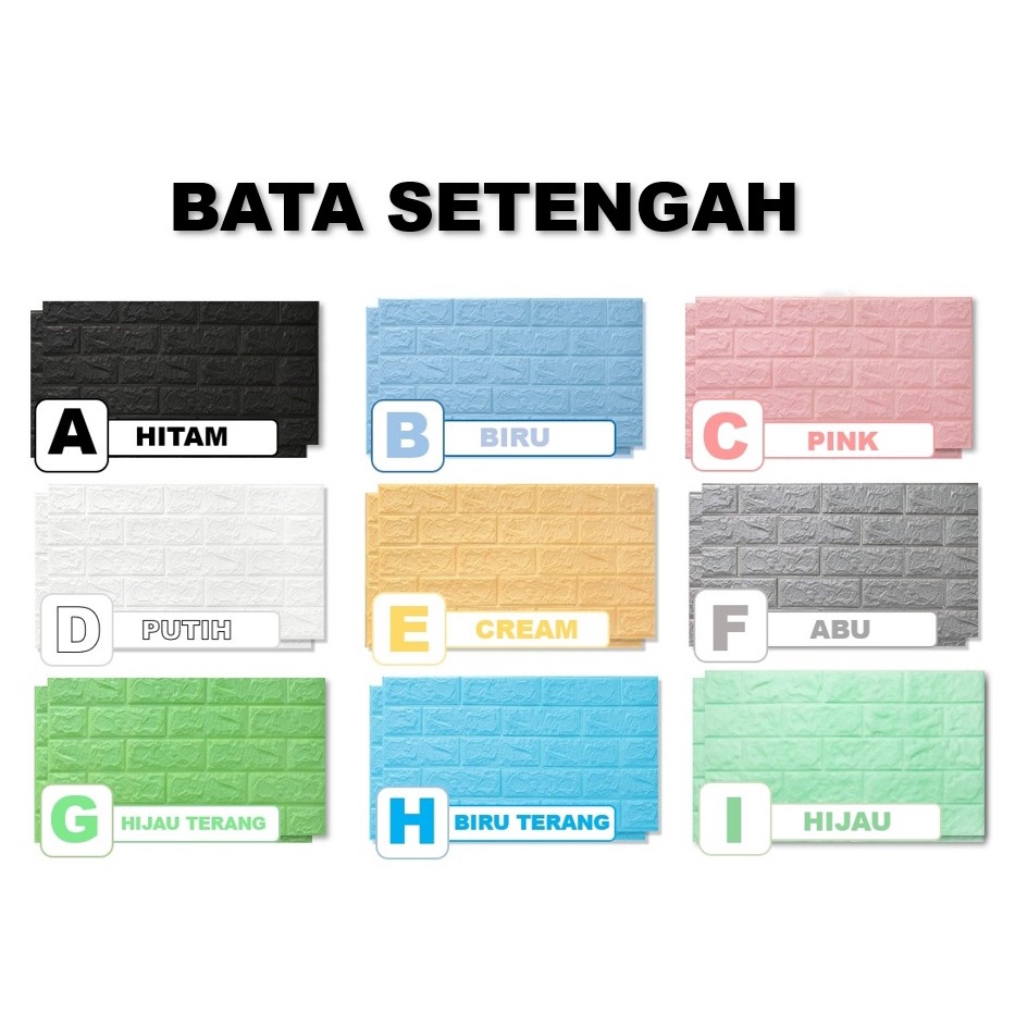 OSM JKT H5163 Wallpaper Dinding Foam 3D Kecil Motif Batu Bata / Stiker Dinding Mini Dekorasi-Bata Setengah