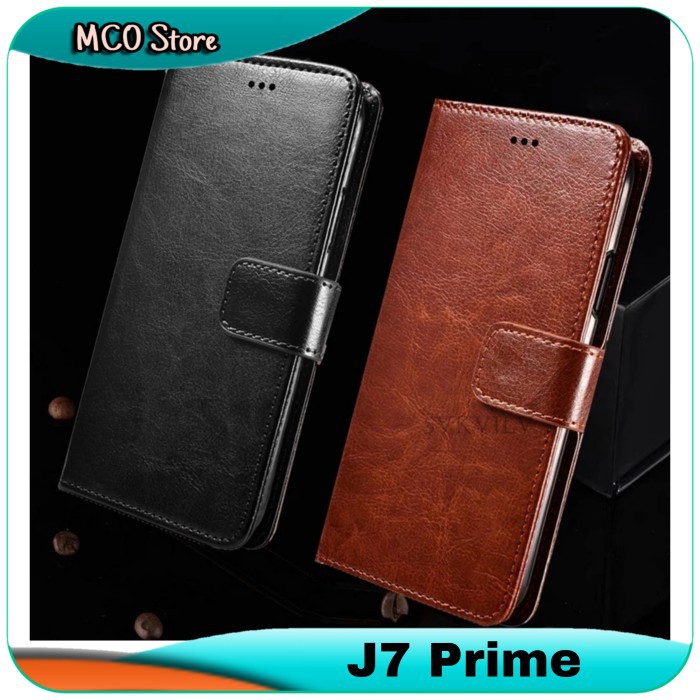 Casing Samsung J7 Prime J 7 Prime Leather Stand Wallet Flip Cover